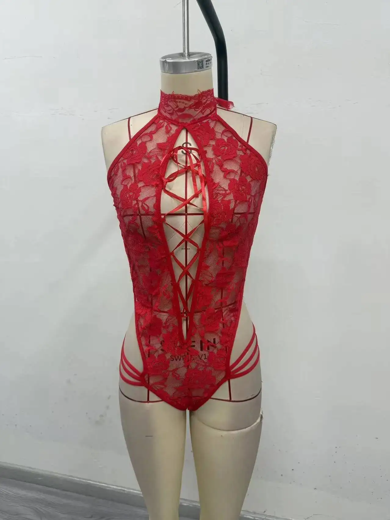 رائجة البيع زهرة طباعة داخلية حجم كبير المرأة الرسن الرقبة حزام ارتفع الجوف خارج داخلية مثير معلقة الرقبة أكمام P2N0