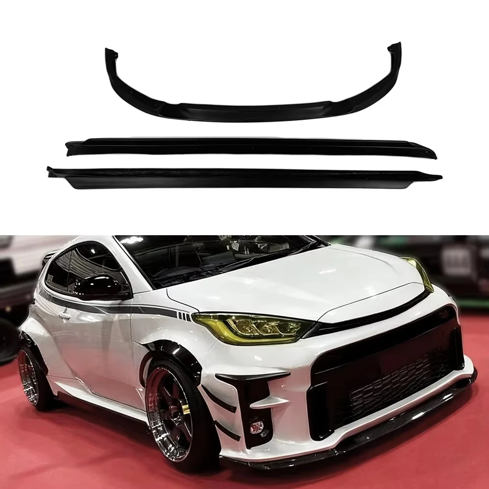 Unpainted Fiberglass GV Style Front Lip and Side Skirts Body Kits for GR YARIS GXPA16 Exterior Upgrade