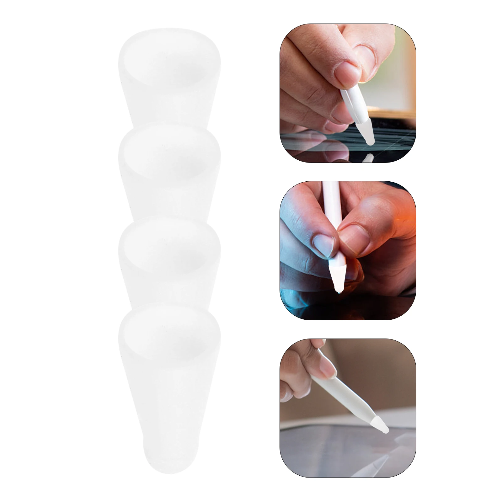 

4pcs Touch Pencil Replacement Tips For Stylus Anti-Slip Silicone Stylus Mute Cap Fiber Tip Protector Easy Install