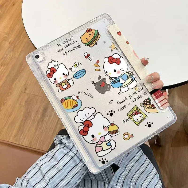 

Hello Kitty Case for 11th A16 Air7 M3 Pro M2 M4 11in Tablet Cases 5th 6th Air2 9.7in 9th 10.2in Mini6 Tri-fold Protective Cover