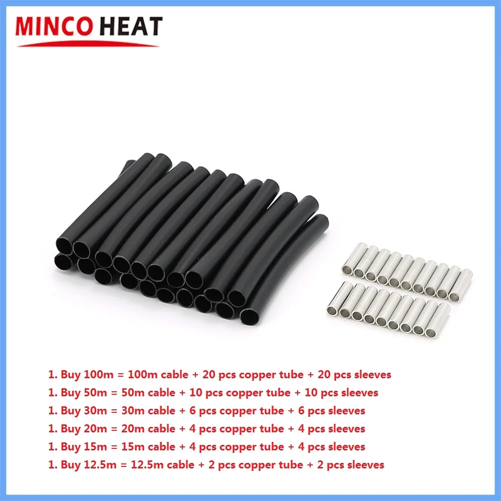 MINCO HEAT 24K 17Ohm/m 12.5 to 100m Infrared Silicone Rubber Floor Heating Cables 3mm Outer Diameter Warm Floor Wire