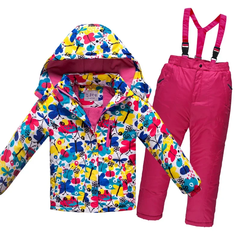 

RAISE -30 Degree Winter Children Boys Ski Suit Thicken Warm Waterproof Windbreaker Graffiti Jacket +Overalls 3-14Y Boy Snowsuits