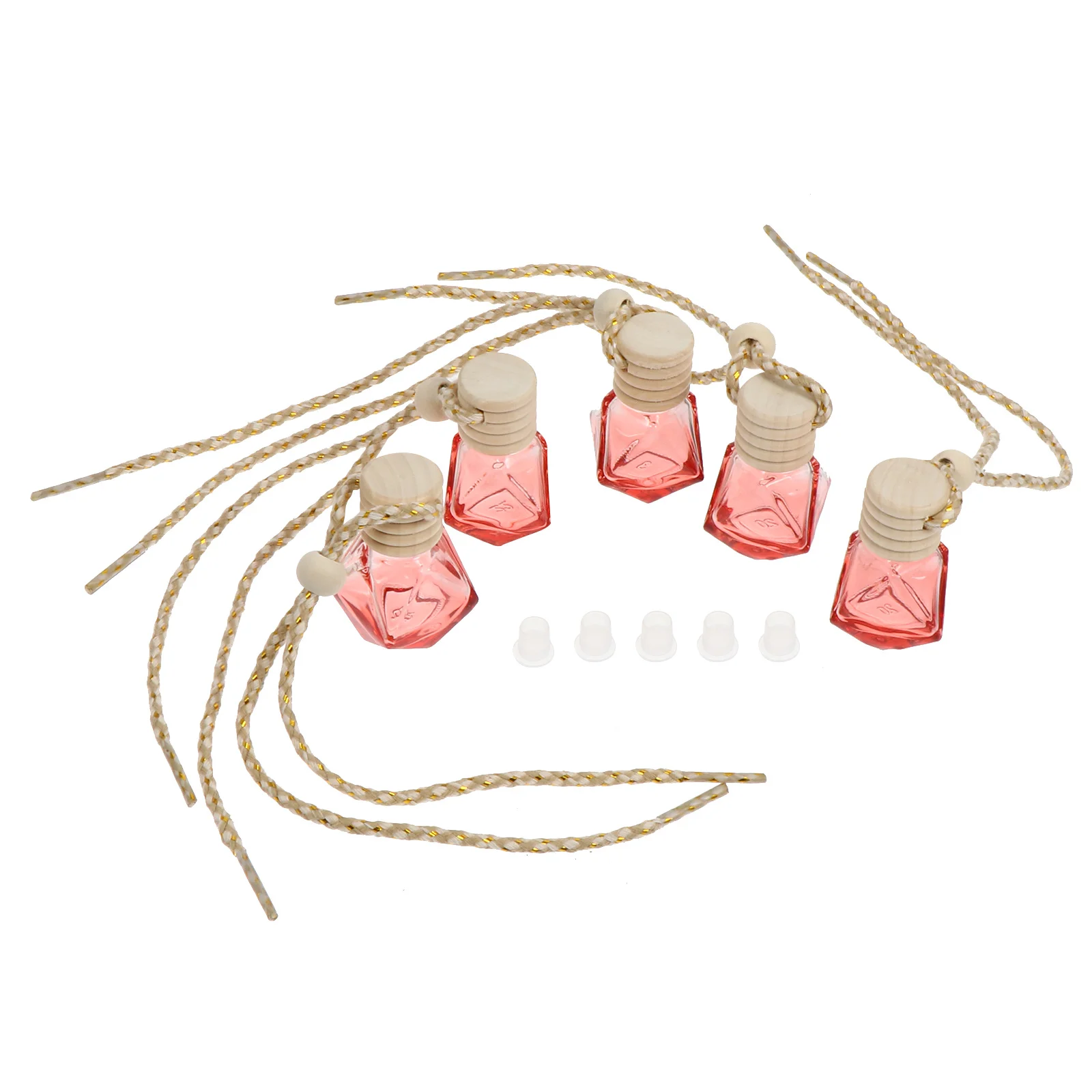 

5Pcs Car Perfume Hanging Bottle Diffuser Essential Oil Aromatherapy Pendant Decorative Freshener Relieve Stress Car Air Purifier