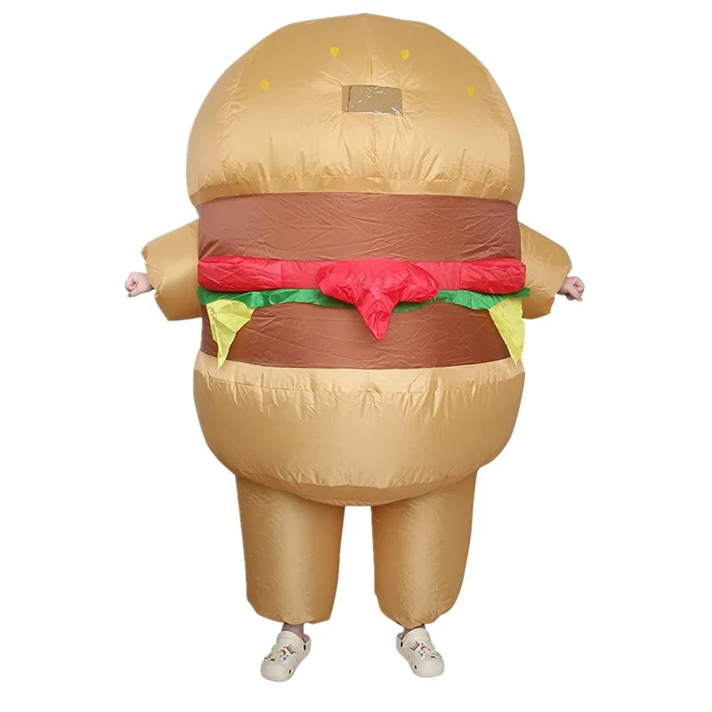 Erwachsene Unisex Hamburger Chef Aufblasbare Kostüm Set Rolle Spielen Kleidung Maskerade Für Halloween Karneval Party Bühne Requisiten Anzug