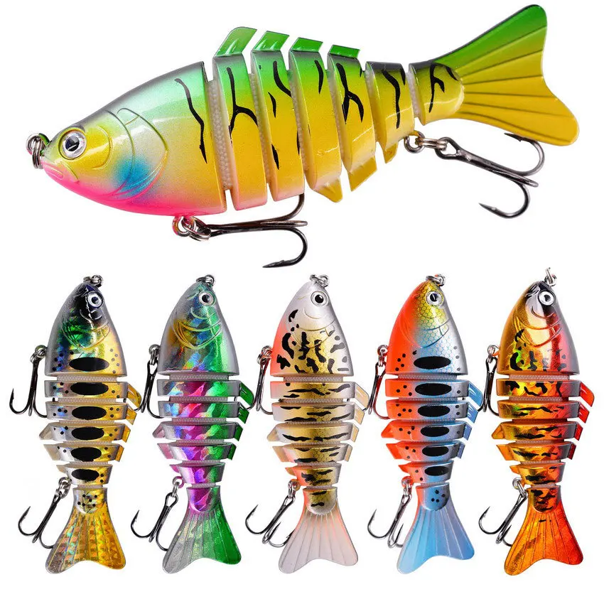 

Wholesale New 7 Segments Multi Jointed Swimbait 10cm Colorful Laser Bionic Hard Bait For Bass Pike Saltwater Tackle