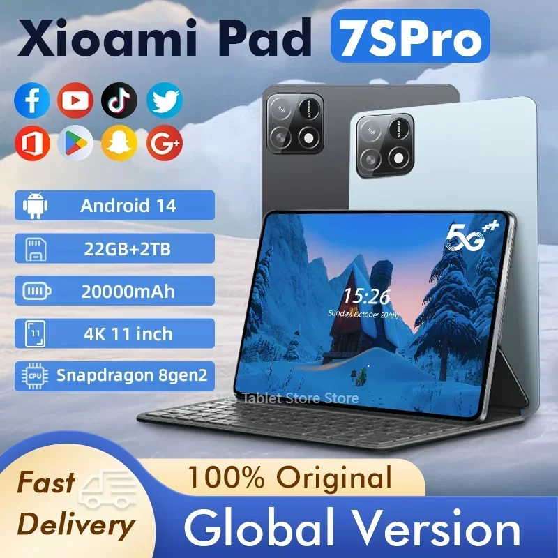 New7S Pro 2025 Tablet with Snapdragon 8gen2 4K Screen 22GB RAM 2TB Storage Android 14 System Dual-Mode 5G and Wi-Fi 20000mAh