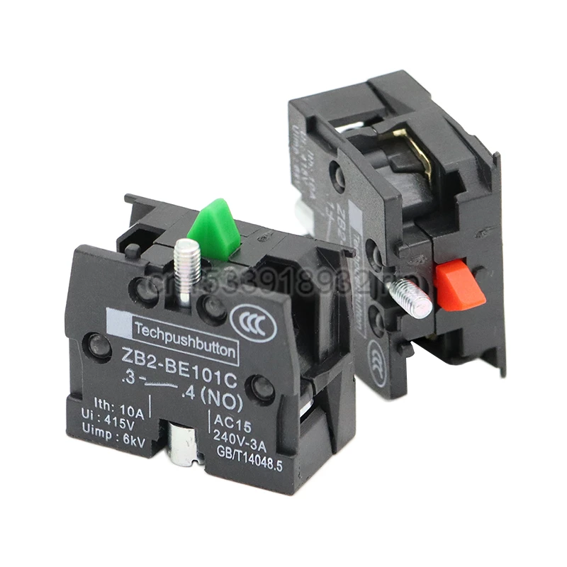 5Pcs XB2 Series Accessory 10A Push Button Switch Contact Block ZB2BE102C (NC)  ZB2-BE101C (NO)