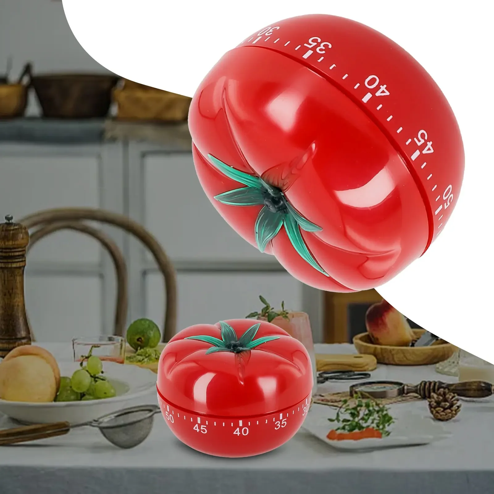 Tomato Kitchen Timer Tools  60 Minute Range  Mechanical Operation  Easy to Use  No Battery Required Home  Kitchen  School Use