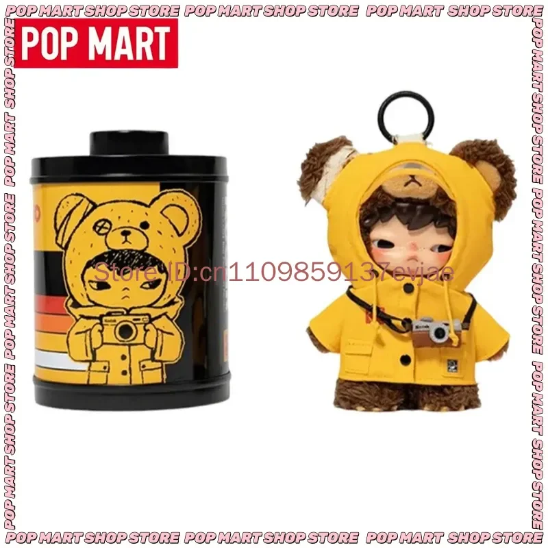 

Pop Mart Hirono X Kodak Click Bear Vinyl Plush Keychain with Hang Card Genuine Collectible Toy Trendy Blind Box Gift for