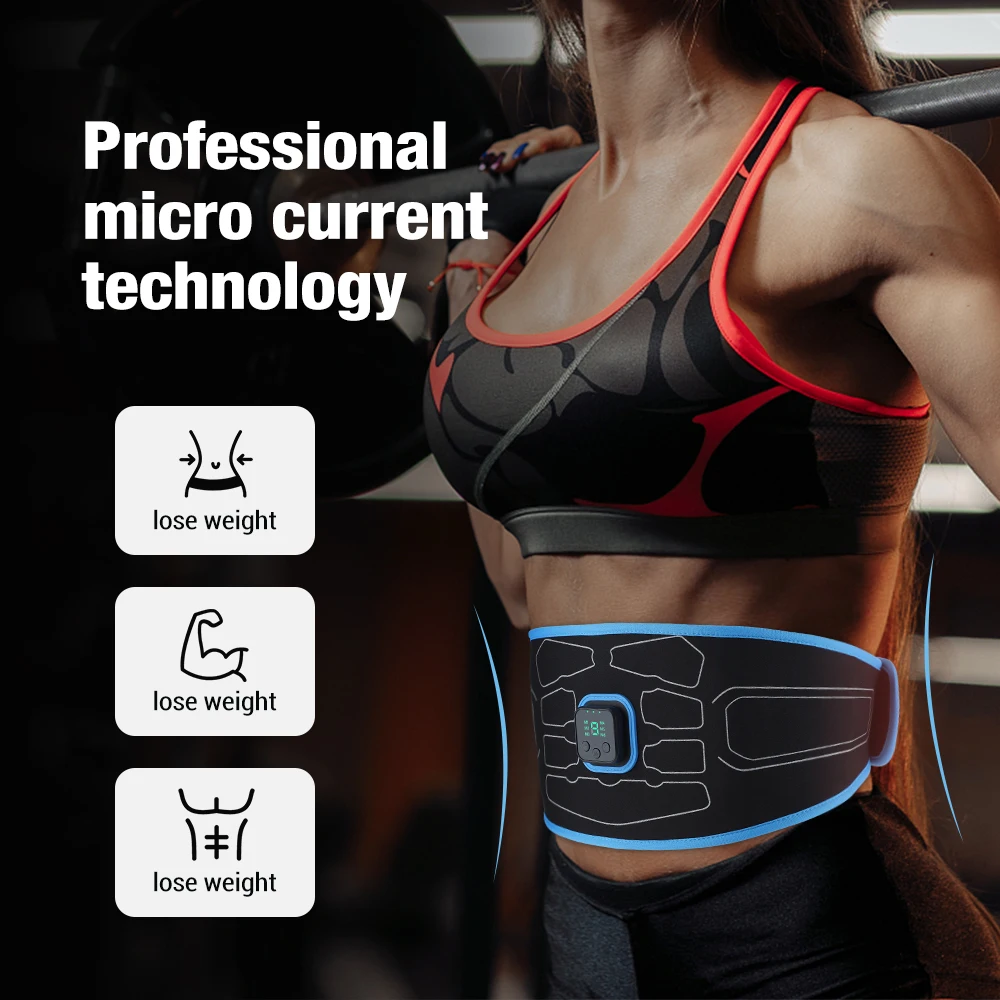 EMS Electric Abdominal Body Slimming Belt Smart Abdomen Muscle Stimulator Slimming Massager Fitness Lose Weight Fat Burn Unisex