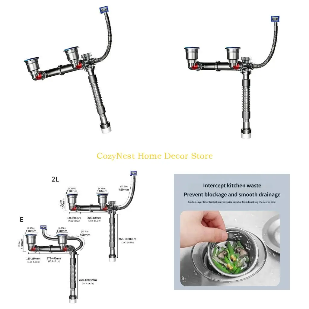 92MF Advanced Double Channel Sink Drain Pipe System High Stream Sink Drain Pipe for Enhances Durability & Easy Maintenance