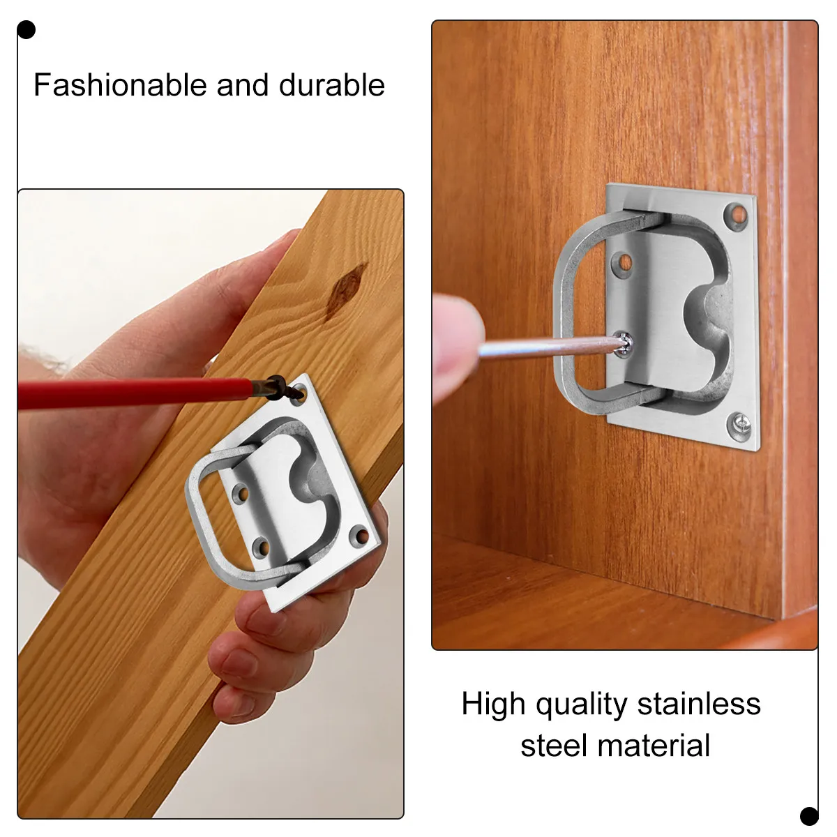 2Pcs Rectangular Stainless Steel Flush Lifting Handle Pull Ring for Sailboat Hatches Compartments Floor Boards Robust