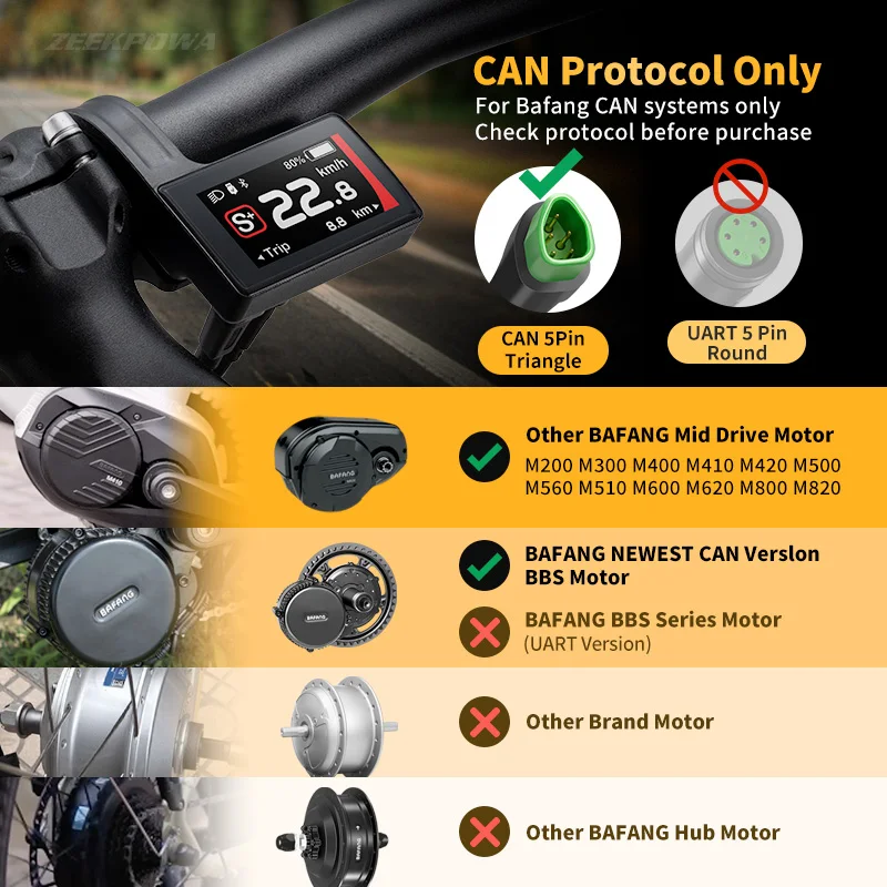 شاشة Bafang DPC245 TFT LCD يمكن 0–6 أوضاع مساعدة لمحرك Bafang متوسط المحرك M510 M600 M560 M420 بلوتوث 5.1 عداد السرعة