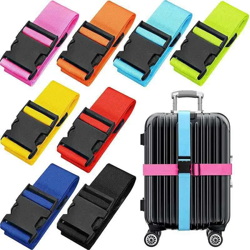 2 Pieces Nylon Luggage Strap Adjustable Travel Suitcase Buckle Strap Baggage Belt Travel Accessorises Suitcase Packing Seat Belt