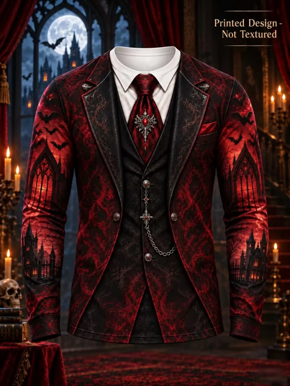 Halloween Fake Tuxedo 3D Print Men's Long Sleeve T-Shirt Skull Pumpkin Costume Graphic Tee Horror Party Streetwear Pullover Tops