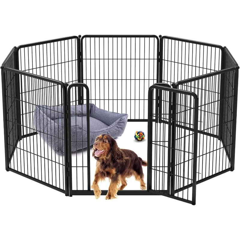 FXW Homeplus Indoor Dog Playpen - Stress-Free and Safe Play, 32 Inch 8 Panels for Small and Medium Dogs, Black│Patented