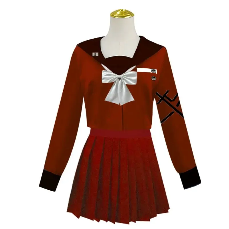 

LQAnime Game The Hundred Cosplay Line Tsukumo Kako Cosplay Costume Japanese Girls School Uniform JK Red Dress Skirt Customized