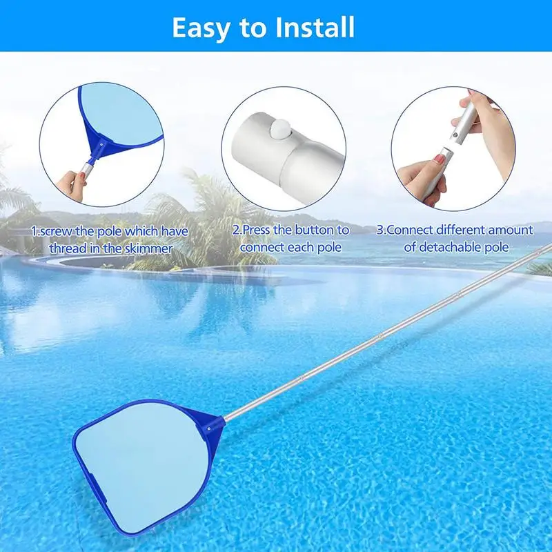 

Pool Skimmer Net with 17-41 inch Telescopic Pole Leaf Skimmer Mesh Rake Net for Spa Pond Pool Cleaner Supplies and Accessories