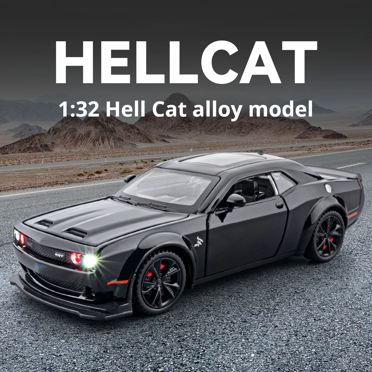 

Масштабная модель автомобиля Dodge Hellcat 1:32, изысканная имитация, спортивный автомобиль из сплава, детская игрушка, инерционная машинка, коллекционный предмет, украшение
