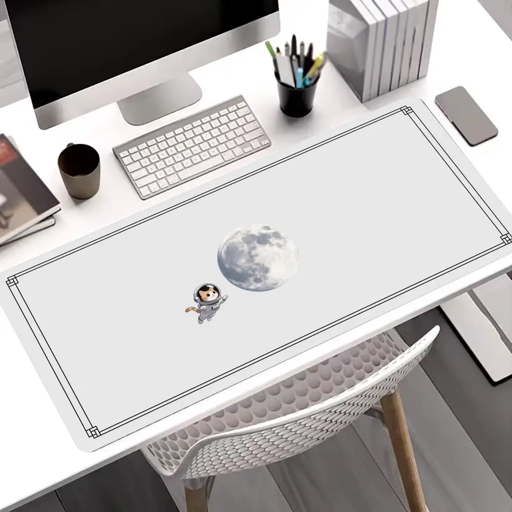 

Cat and moon Mouse Pad Large Gaming Non-slip Seamed Edge Gamer Keyboard Mousepads Mousepad XXL Laptop Tablet Mat Mini PC Playmat