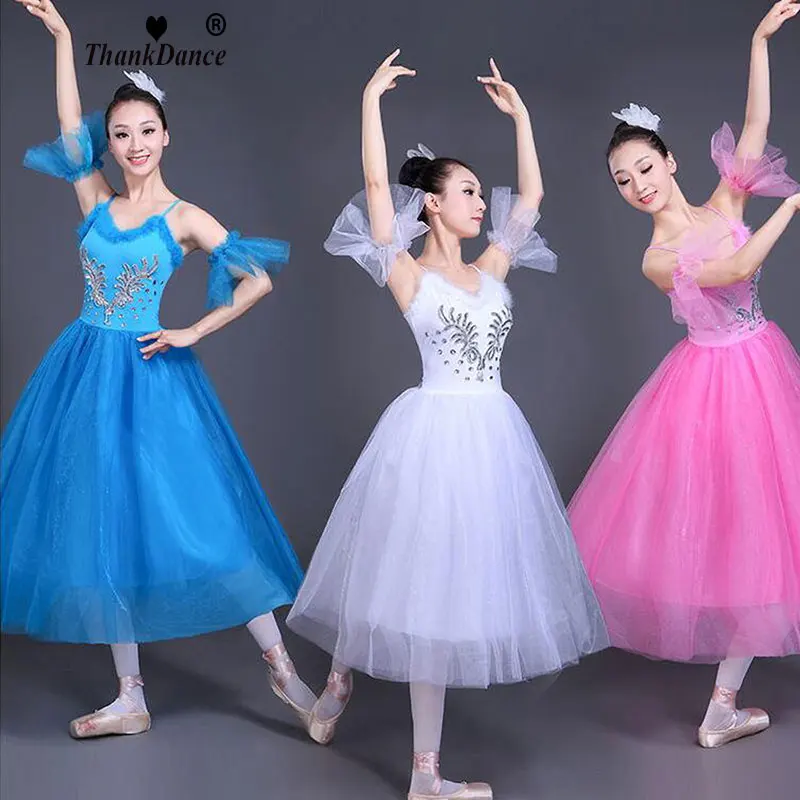 Vestido de Ballet de Lago de los cisnes blancos para adultos, trajes de baile de salón, tutú romántico, ropa de escenario, vestido de baile de fiesta para mujer