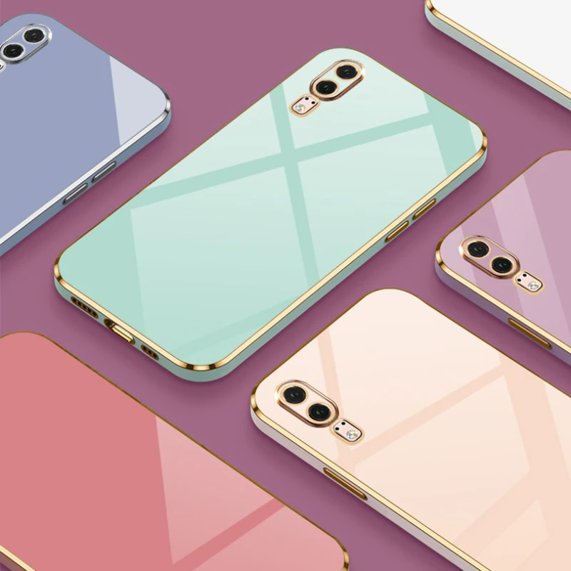 For Huawei P20 Case Luxury Square Plating EML-L29C, EML-L09C EML-L29, EML-L09 Phone Case ShockProof Silicone Back Cover Fundas