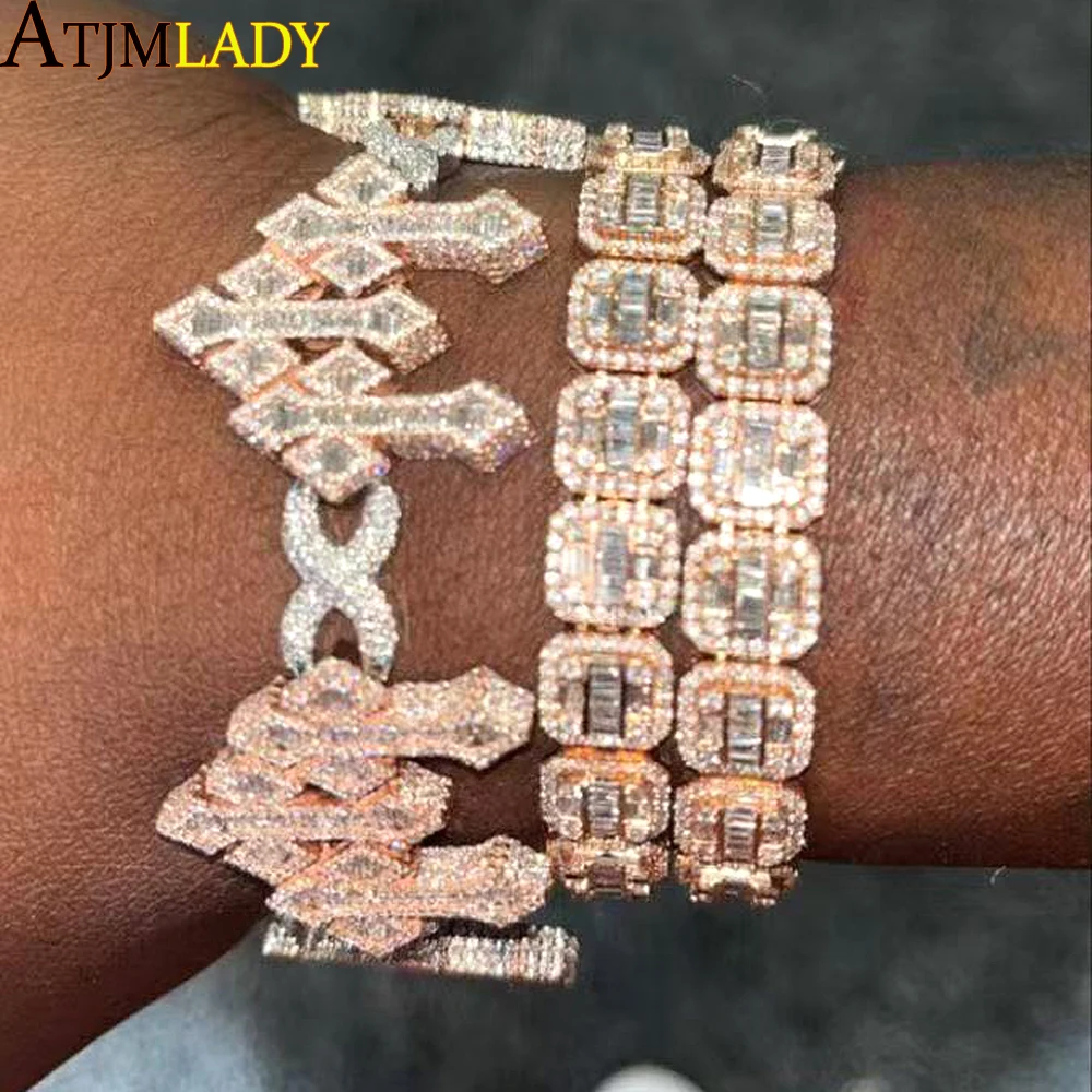 

Iced Out Stacked Crosses Браслет-подвеска для мужчин Bling cz с кубическим цирконием для мужчин Boy Rappers Теннисный браслет Хип-хоп Ювелирные изделия