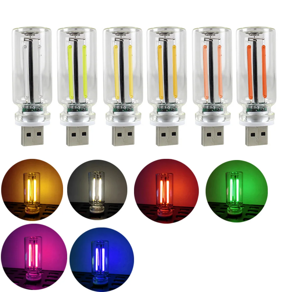 USB LED زجاجة زجاجية ضوء الليل 5 فولت سيارة خيوط اللمس يعتم مصباح لتهيئة الجو الرجعية LED لمبات ليلة ديكور الإضاءة