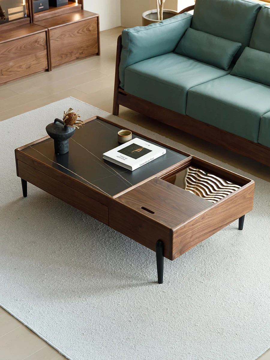 

North American black walnut coffee table TV cabinet combination Nordic modern simple living room small square