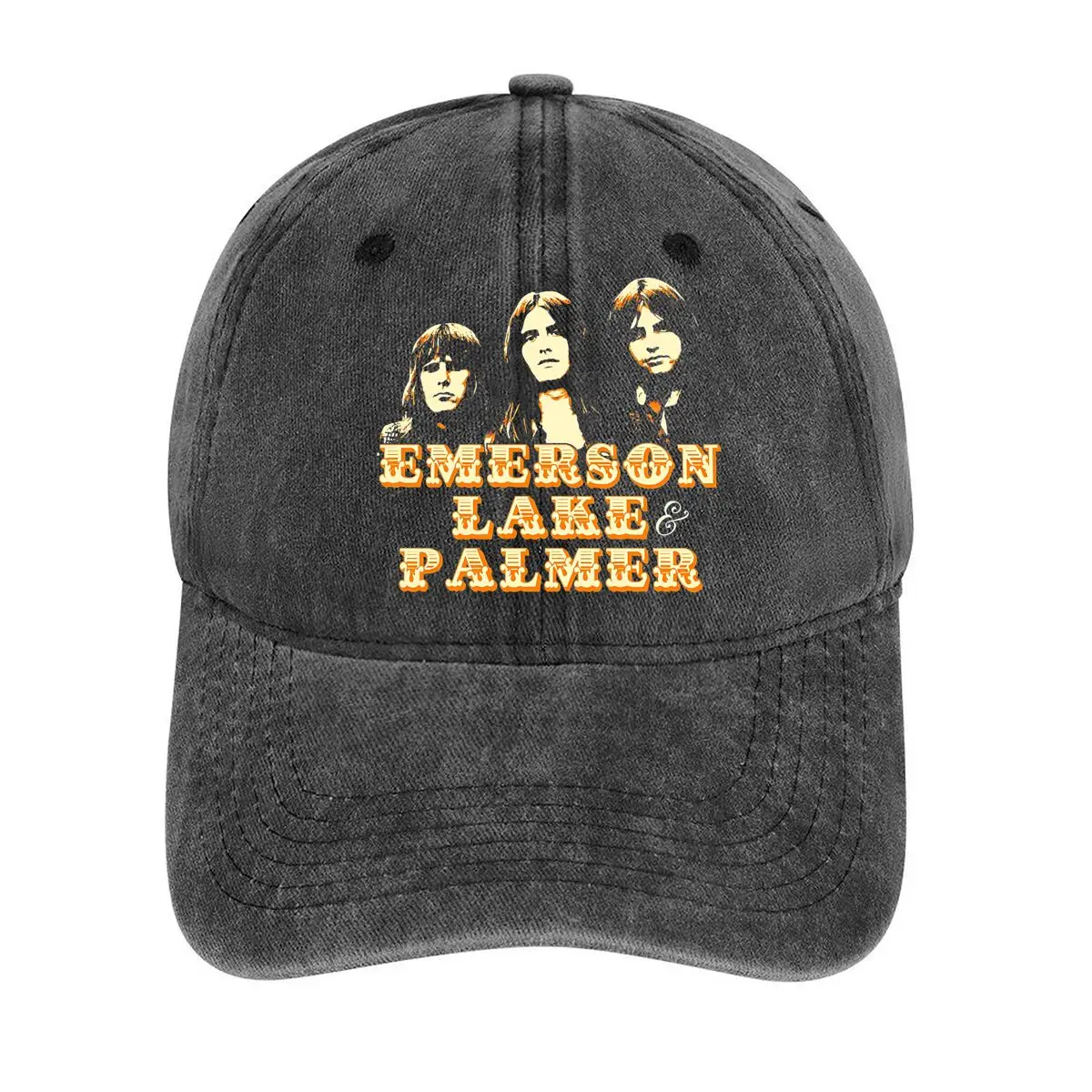 

Emerson Lake & Palmer band - related design with stylized text and a vintage look Washed Baseball Cap