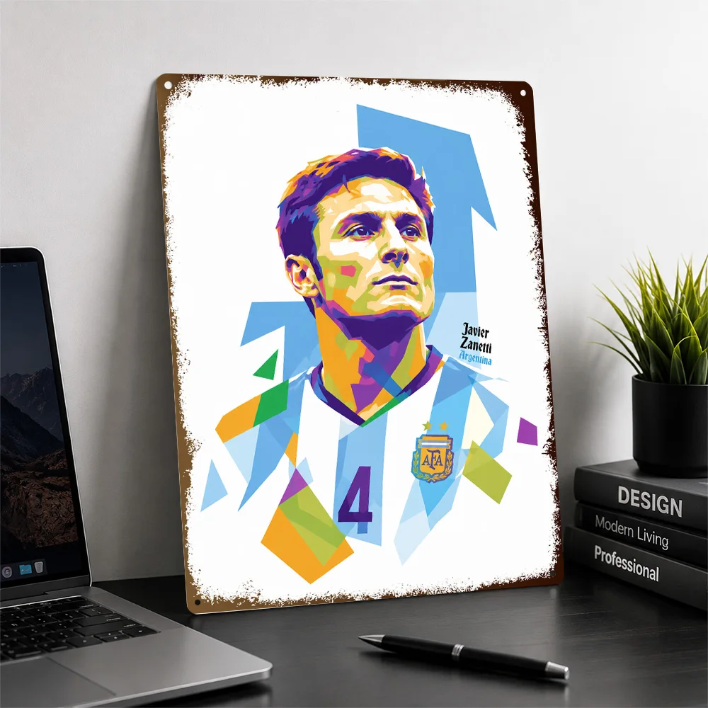Javier Zanetti Football Aluminum Poster Customized Metal Tin Sign Champion Legacy Design Wall Art Made For Stadium Enthusiasts