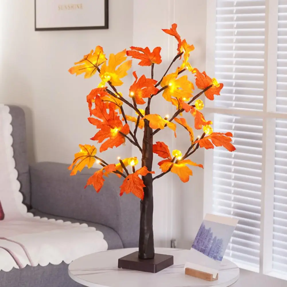 

Glowing Maple Leaf Lamp Fall Maple Leaf Lamp Festive Fall Desktop Decor 24led Maple Tree Lamp with Adjustable for Thanksgiving