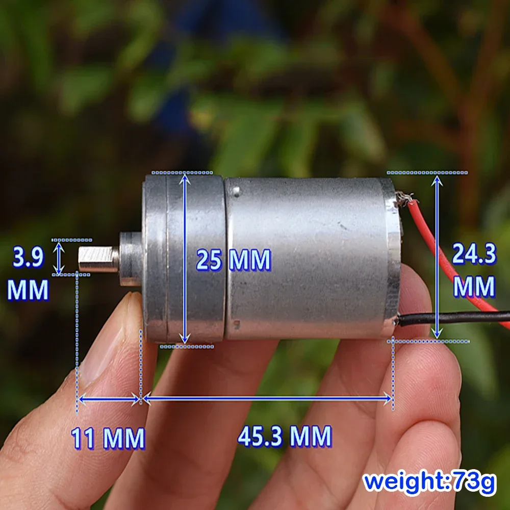 DC 6V 300RPM slow Speed 25MM 370 Gear Motor Reduction Mini Gearbox Gear Motor Reduction ratio 1: 20 dual gear drive Large torque