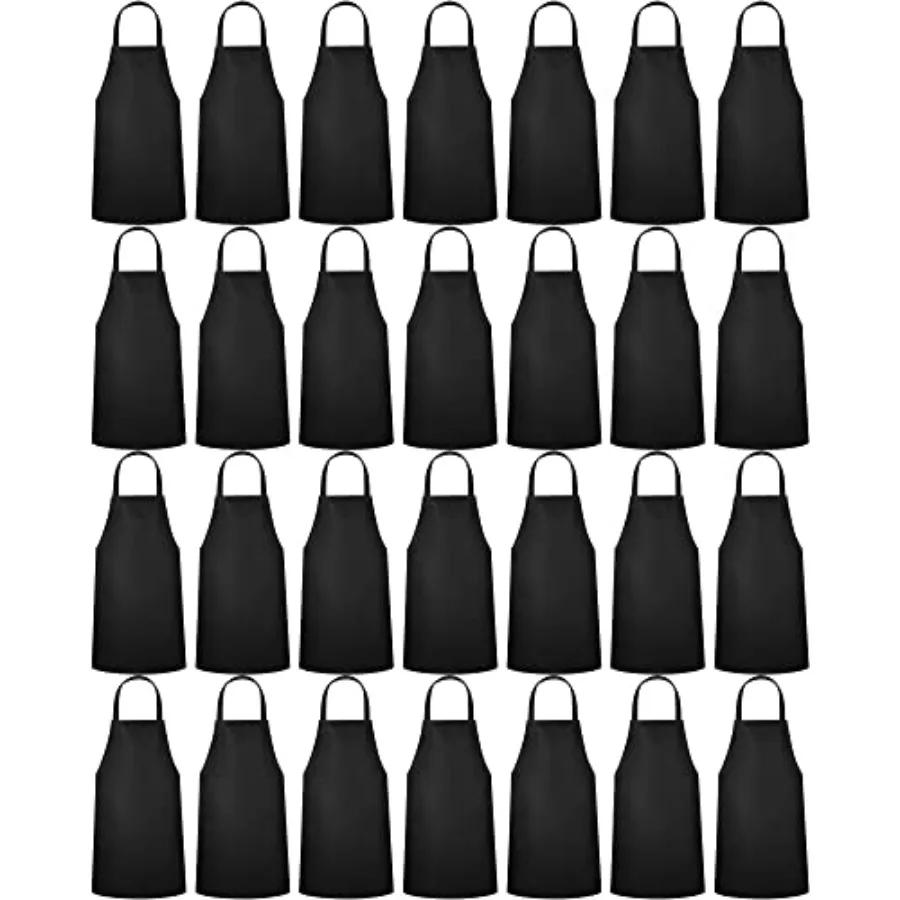 

36 Pack Bib Aprons Bulk Plain Aprons for Man Woman Adult Unisex Apron Machine Washable Adjustable Bib Apron Black