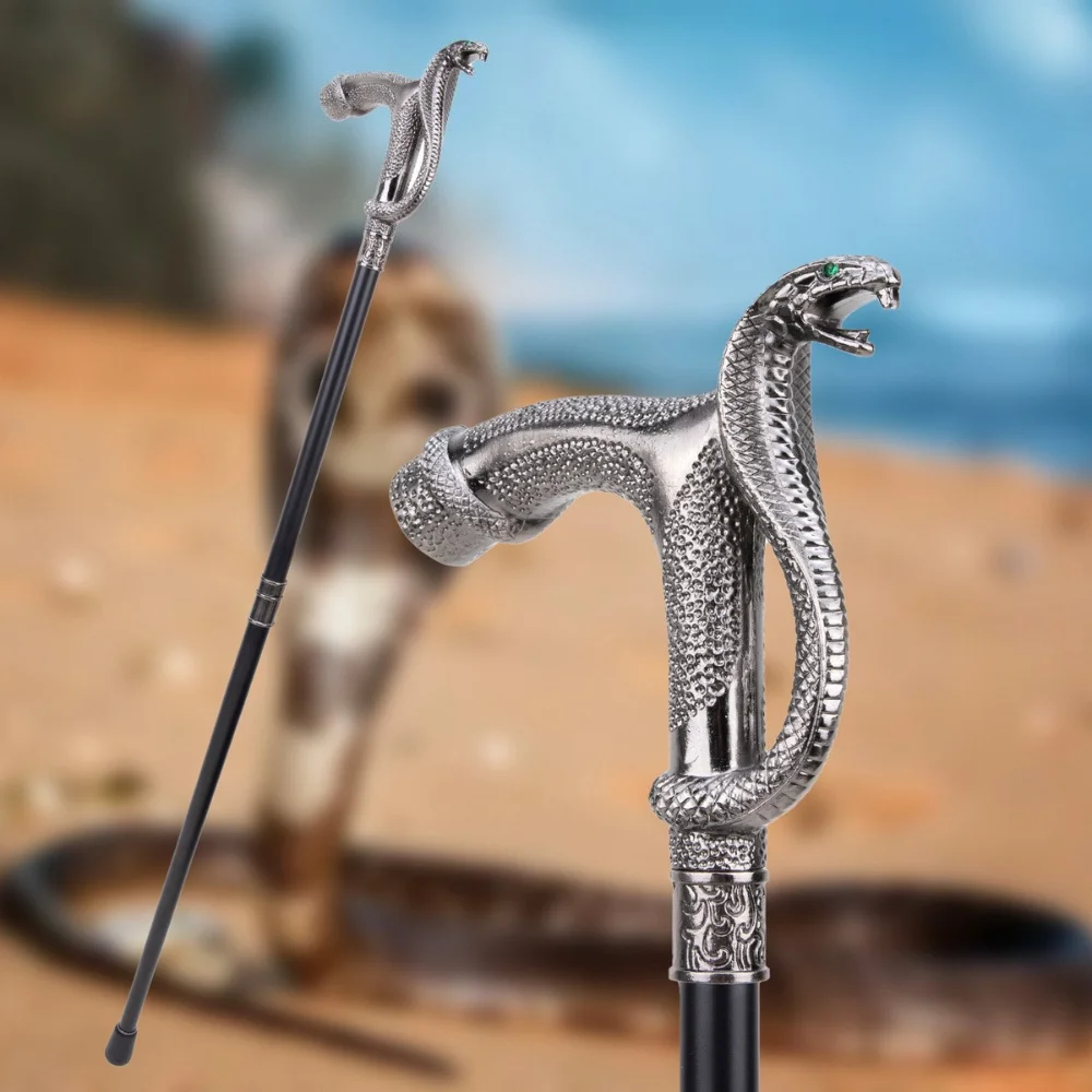 Cobra Snake Head Decorative Walking Cane Halloween Cosplay Party Costume Prop Walking Stick Holiday DIY Decorations