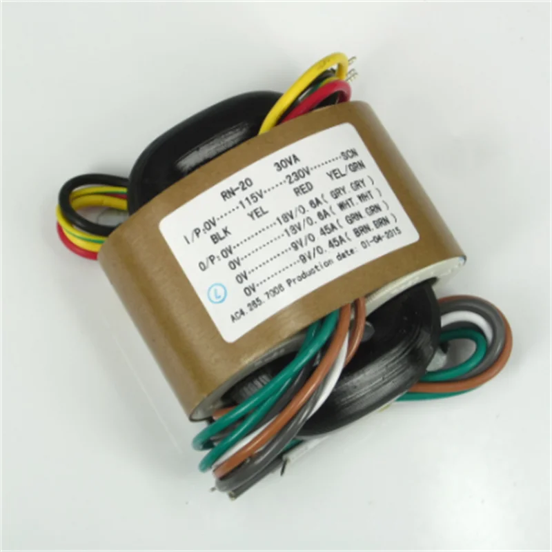 1pc 115V/230V 30W Audio R-Core Transformer high quality 18Vx2 + 9V x2 for preamp