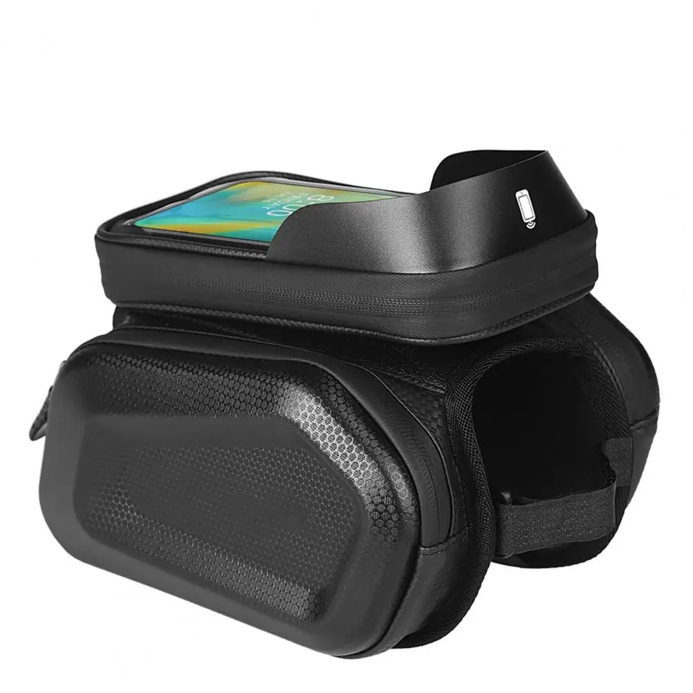 

Saddle Bag Practical Hard Shell Zipper Closure 7 Inch Phone Bike Front Frame Bag for Outdoor Riding