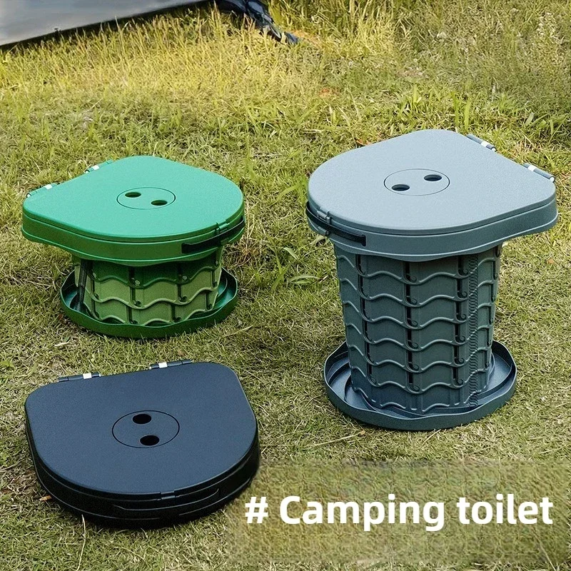 Superior Outdoor Portable Folding Stool Toilet Camping Self-driving Car Toilet One Second Quick Opening High Strength Load-beari