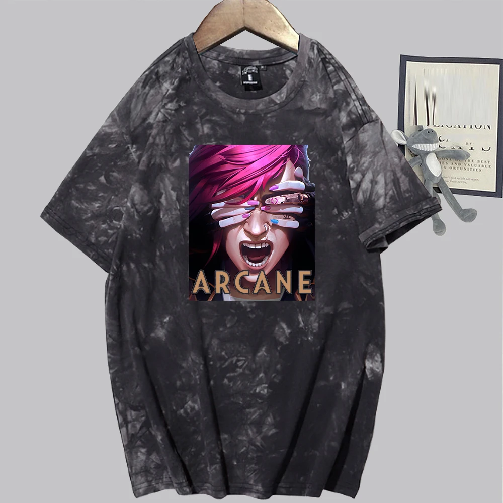 Arcane Vi & Jinx Retro Tie Dye Shirt Unisex Round Neck Short