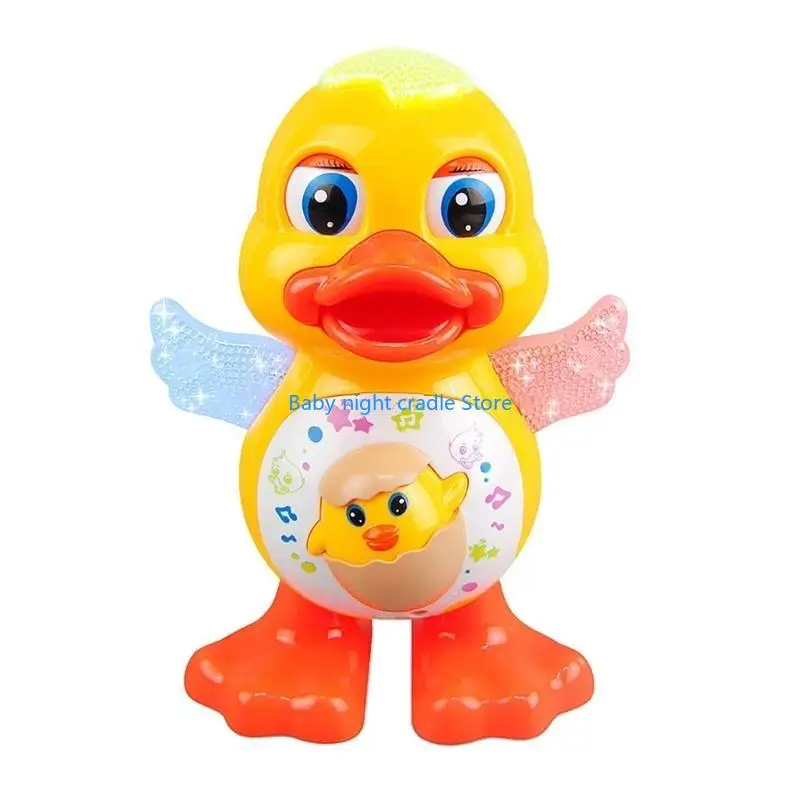 J2FF Electric Dancing Swinging Duck Toy Light Music Cartoon Toy Baby Crawling Toy