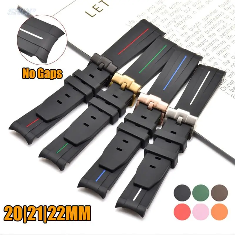 نهاية منحنية 20 مللي متر 21 مللي متر 22 مللي متر المطاط ساعات سيليكون الفرقة ل رولكس/أوميغا/سيكو العلامة التجارية حزام الساعات الرجال مقاوم للماء الغوص بولي TPU شريط للرسغ