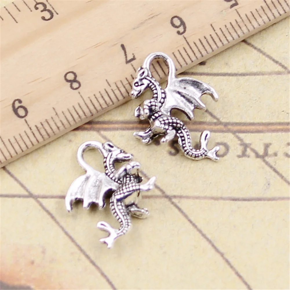 15Pcs/Lot Charms Dragon 21x15mm Antique Making Pendant fit,Vintage Tibetan  Silver color,DIY Handmade Jewelry