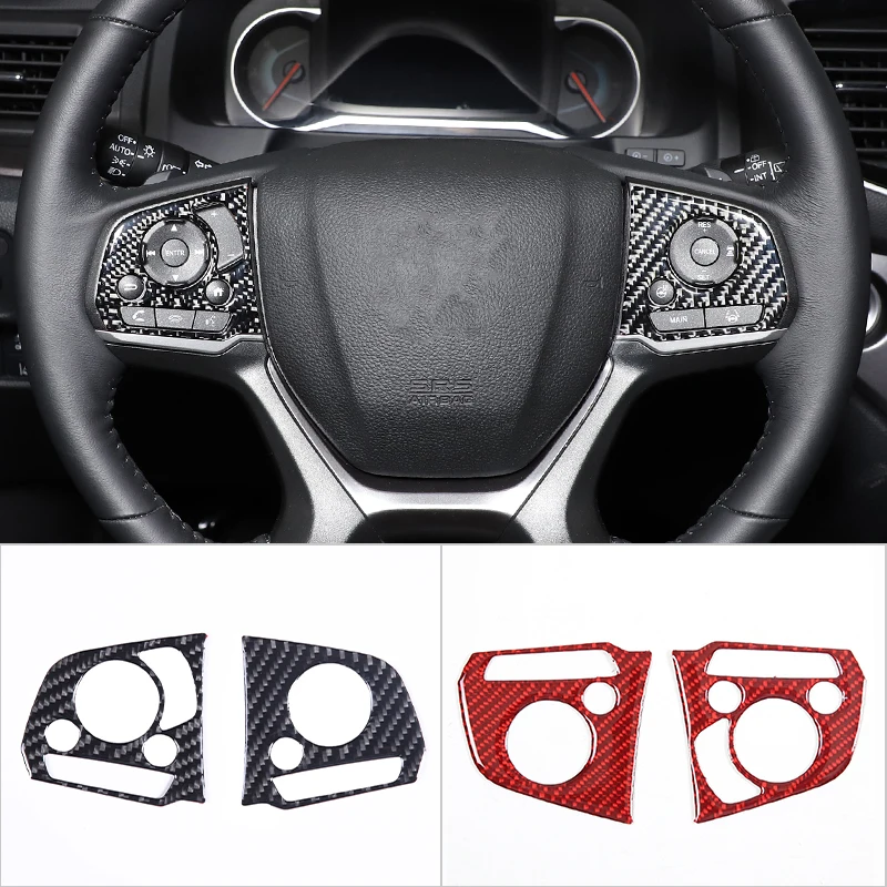 Soft Carbon Fiber Car Styling Steering Wheel Button Frame Decorative Cover Trim Stickers For Honda Pilot 2015-2022 Accessories