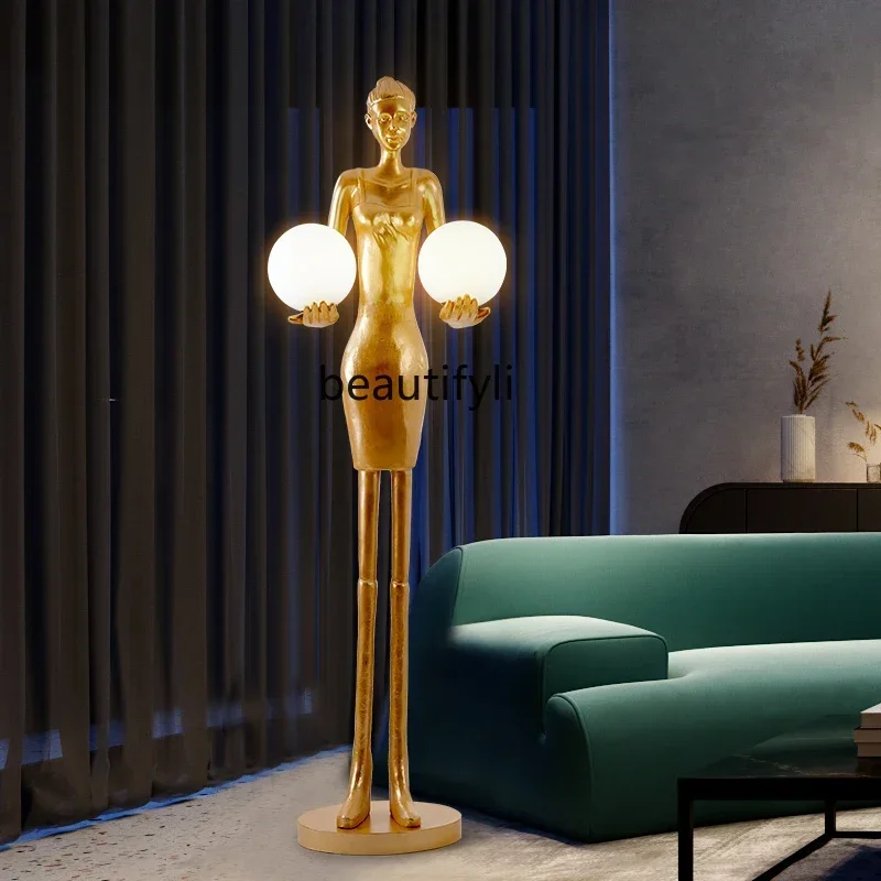 Humanoid art sculpture floor lamp designer hotel lobby exhibition hall creative large-scale ornamentHY