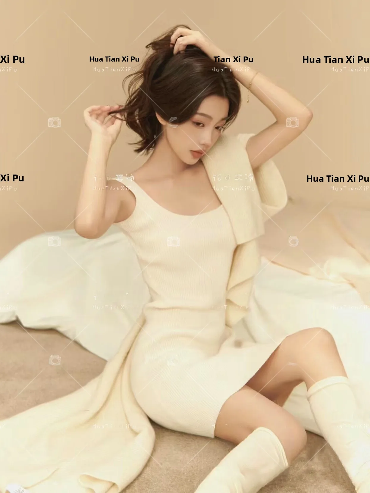 

Autumn Winter New Style Korean Gentle Lazy Girl Sweater Photography Studio Portrait Theme Personal Art Photo Clothing Ladies ...