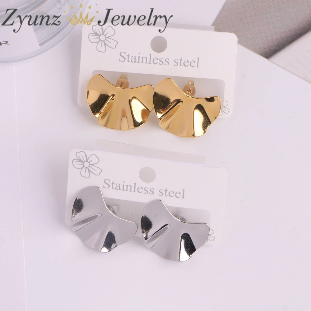 5 Pairs, Stainless Steel Irregular Concave Convex Wave Earrings Gold Plated for Women Statement Charm Jewelry