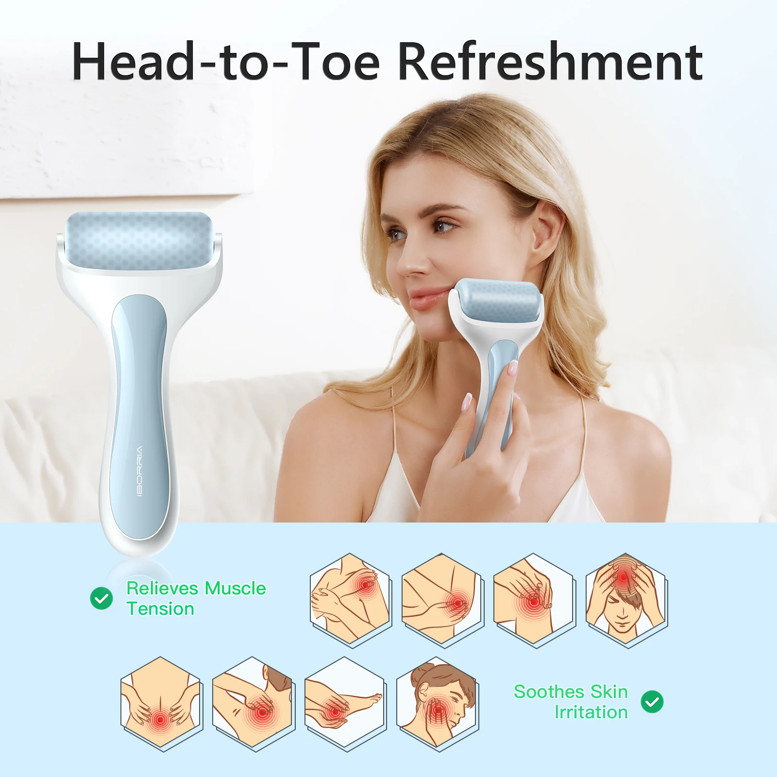 Skin-Care Handheld Facial Ice Cold Roller/Rollers Plastic Face Compress Cold Roller