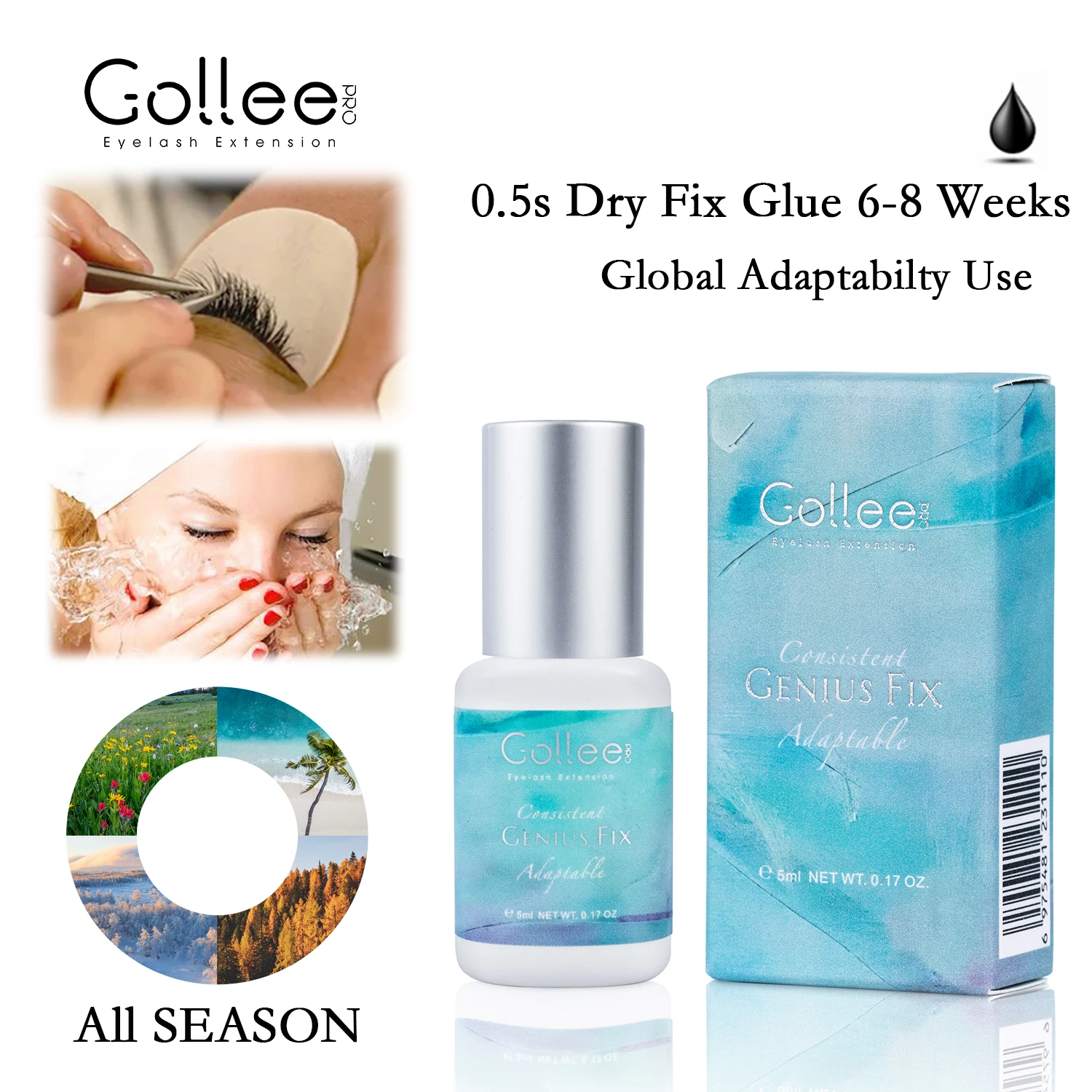 New Gollee 0.5s Dry Global Adaptability Use Eyelash Extension Glue Waterproof 6-8 Weeks Long Retension Glue Adhesive Super Glue