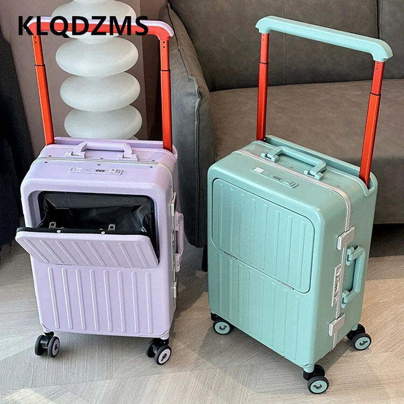 KLQDZMS 20 "24 بوصة المتداول حقيبة USB شحن متعددة الوظائف حقيبة تروللي بعجلات الجبهة افتتاح الصعود صندوق ABS + الكمبيوتر المحمول الأمتعة #2