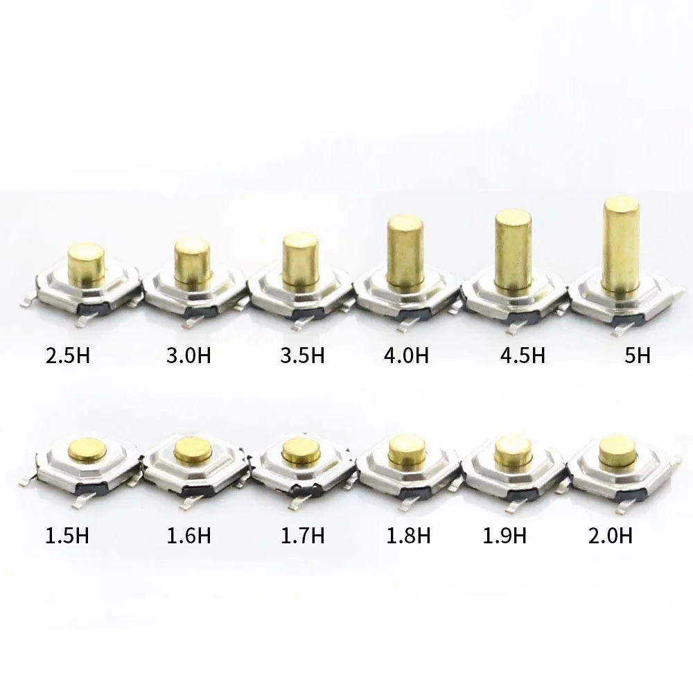 (10Pcs) 5.2*5.2MM Touch Switch 4*4*1.7/2/3MM SMD 4Pin Metal Copper Head Waterproof And Dustproof Button